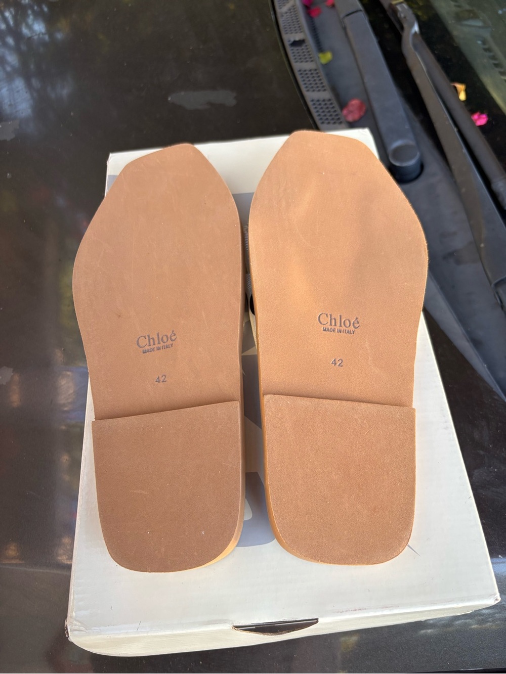Chloé White Logo Ribbon Slide Sandals size EU 45 US Woman’s 12/13 - Picture 3 of 3